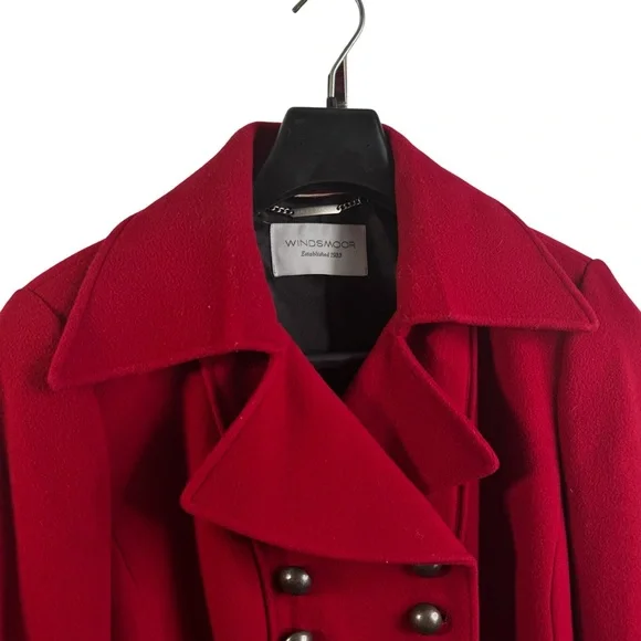 WINDSMOOR RED WOOL CASHMERE BLEND DOUBLE BREASTED COAT WOMENS SIZE 12 - Picture 4 of 13